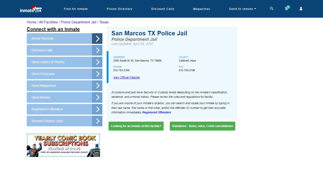 San Marcos TX Police Jail & Inmate Search - San Marcos, TX
