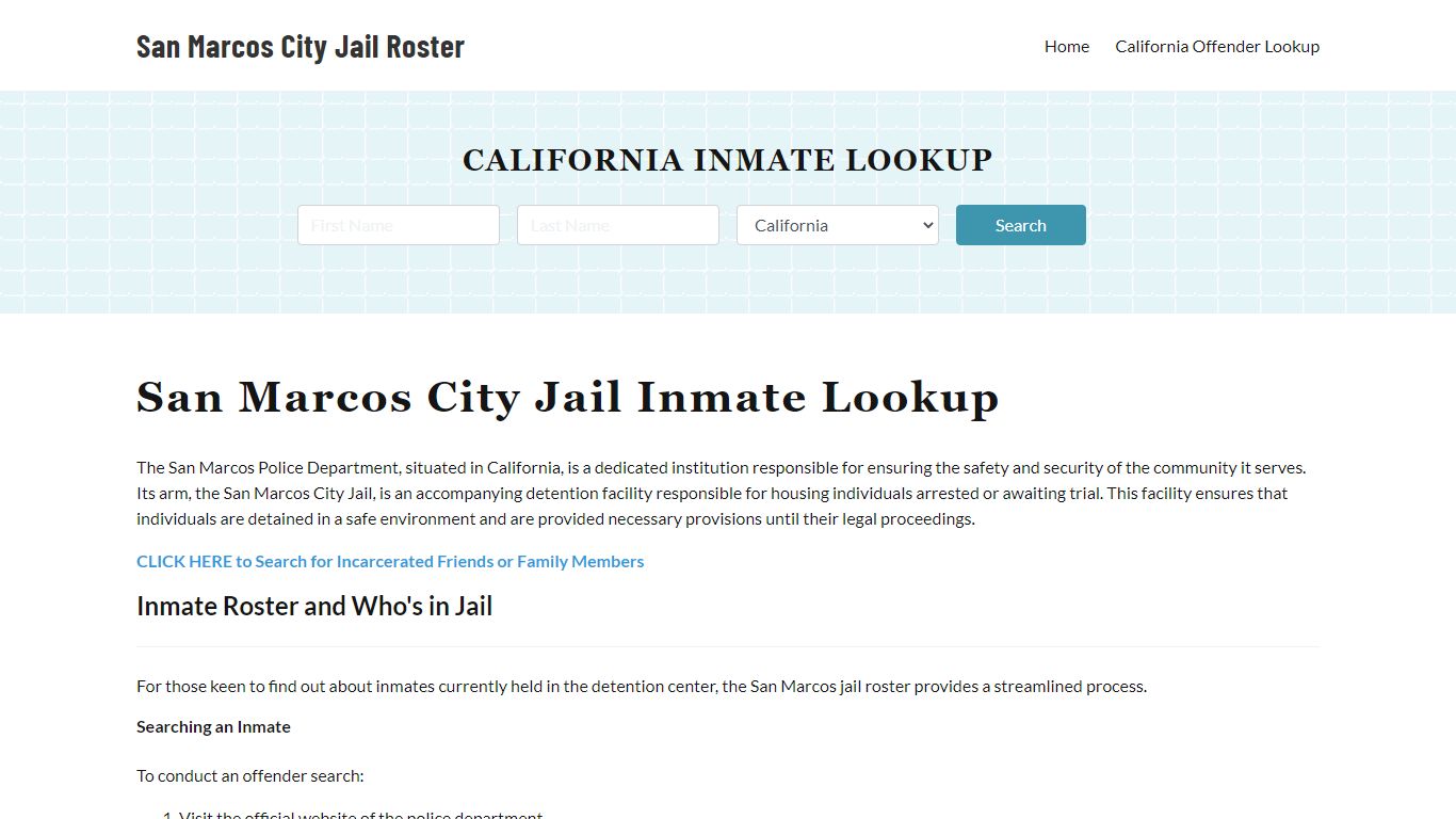 San Marcos Police Department & City Jail, CA Inmate Roster, Arrests ...