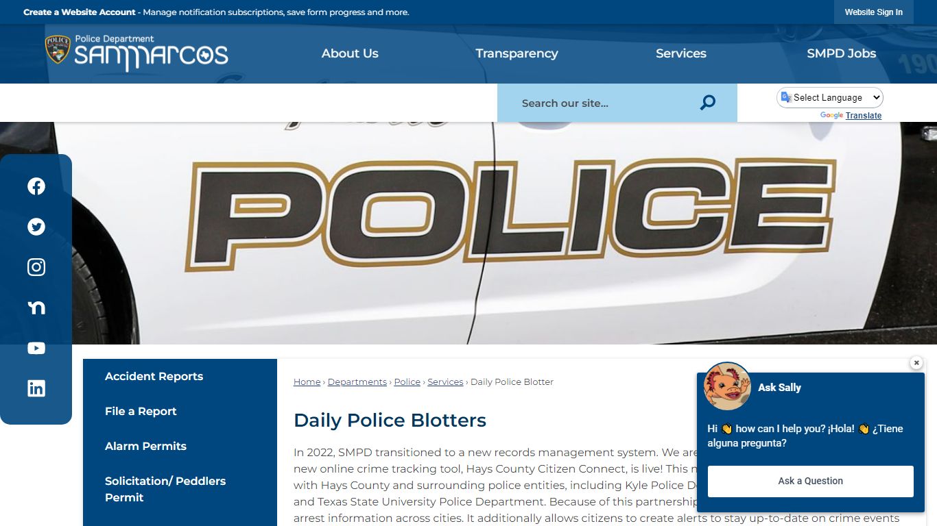 Daily Police Blotters | City of San Marcos, TX